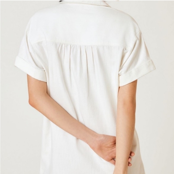 Pilcro Linen‎ Blend Shirtdress Small Mustard Relaxed Button Collar Pocket Tunic - Picture 11 of 12